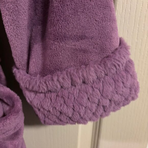 Carol Hochman Plush L Mauve Robe Wrap Style Self Tie Long Sleeve 46" Pockets - Picture 8 of 9